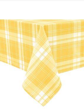 Buffalo Plaid Checkered Tablecloth 100% Polyester Waterproof 54x80” YELLOW